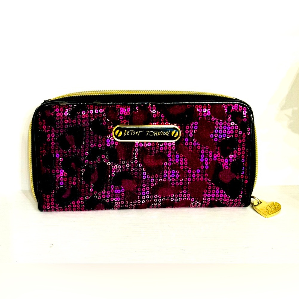 NWOT- Betsey Johnson Purple Animal Print Zip Around Wallet